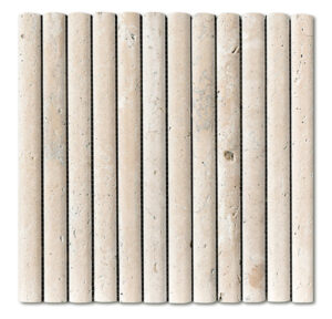 MMSP-TRAC-3DFLT-H - 3D FLUTE MARBLE MOSAIC TRAVERTINE CLASSICO HONED - 300X300MM
