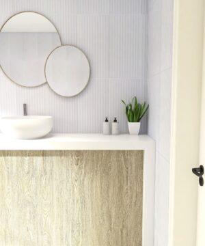 Alternative view of London White Satin or Gloss Fluted Ceramic Tile